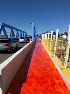 Pont Bleu étanchéité en résine sous asphalte coulé